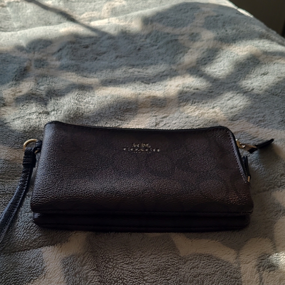Coach Dark Leather Wristlet